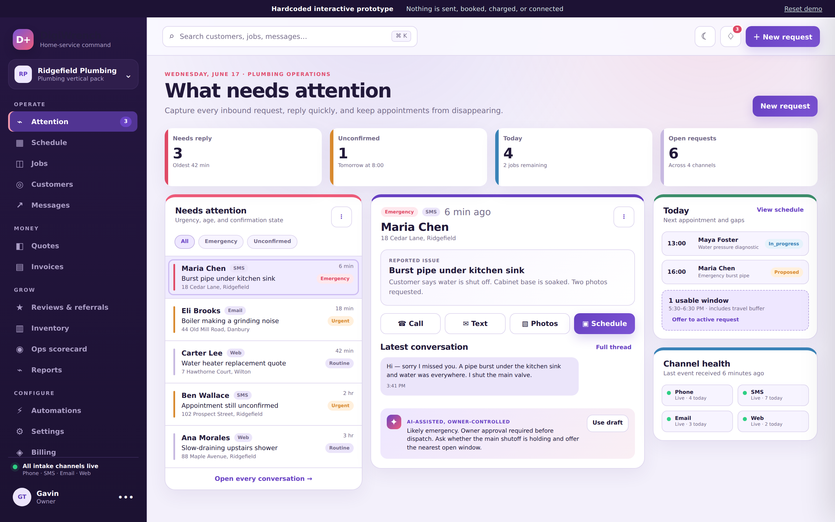 DigiWrench attention dashboard